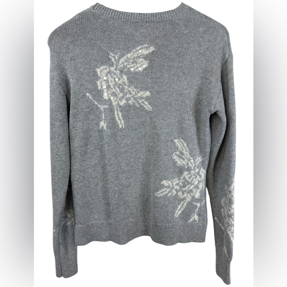 Halogen Gray Sequin Floral Women's Sweater Medium - Picture 4 of 7